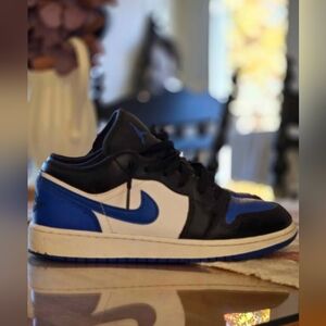 Jordan 1 Low Black and Blue Low-Top Sneakers